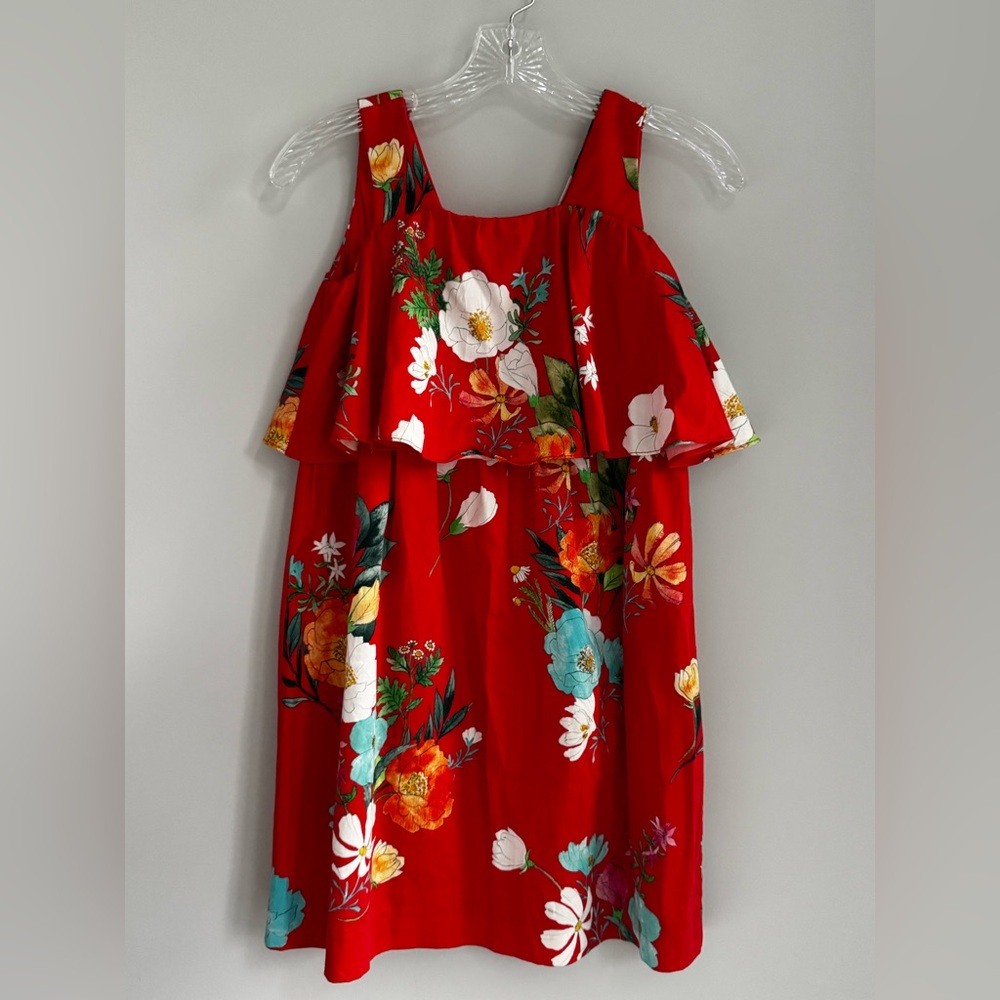 Zara Kids Bright Orange Floral Print Dress